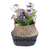 Handmade Bamboo Storage Baskets Foldable Laundry Straw Patchwork Wicker Rattan Seagrass Belly Garden Flower Pot Planter Basket