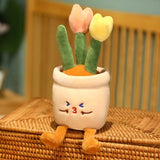 Lifelike Tulip&Succulent Plants Plush Stuffed Toys Soft Bookshelf Decor Doll Creative Potted Flowers Pillow for Girls Kids Gift