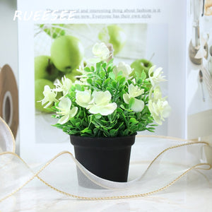 Artificial Flowers Plants Green Bonsai Pot Plants Fake Flower Potted Ornaments For Home Decoration Craft Plant Decorative